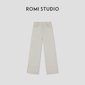 ROMI STUDIO“复古松弛”亚麻棉混纺斜纹宽松阔腿休闲裤 RWCSXM1701