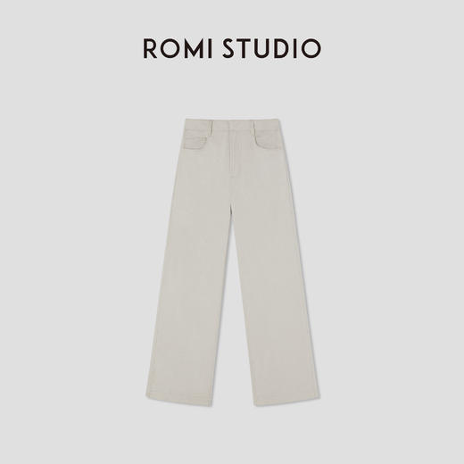 ROMI STUDIO“复古松弛”亚麻棉混纺斜纹宽松阔腿休闲裤 RWCSXM1701 商品图0