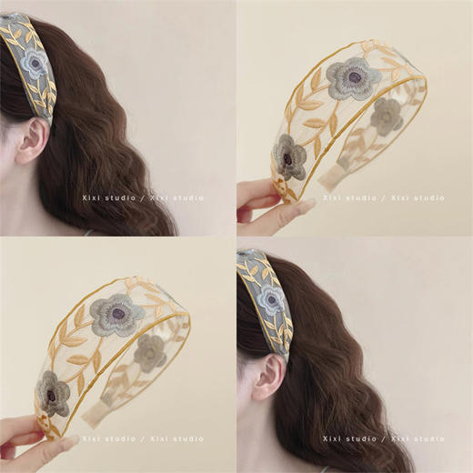 「灿若夏花·小众设计」发箍绣花头箍压发发捆盘发器精致外出发卡配饰 商品图0
