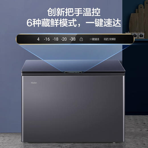 海尔（Haier）241升-38℃彩晶卧式风冷无霜家用冰柜冷藏冷冻柜小冰柜家用商用母乳小型冰箱冷柜BC/BD-241WGHEB1 新品风冷彩晶&黑金净化-38℃ 241L 商品图0