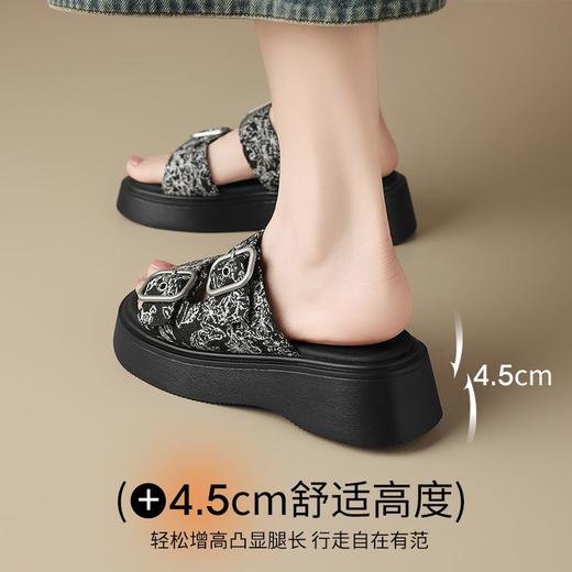 ZHR厚底拖鞋女2025夏季新款新中式国潮外穿一字拖配裙休闲沙滩鞋 商品图2