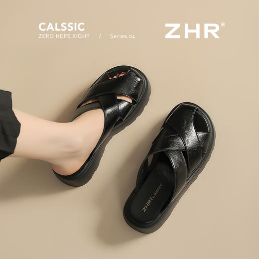 ZHR法式包头拖鞋女外穿夏新款2025百搭厚底编织罗马沙滩凉鞋女 商品图2