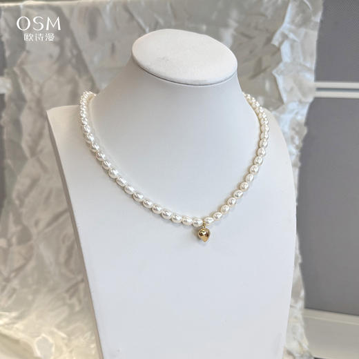 欧诗漫淡水珍珠项链爱心米珠项链锁骨链新款 商品图1