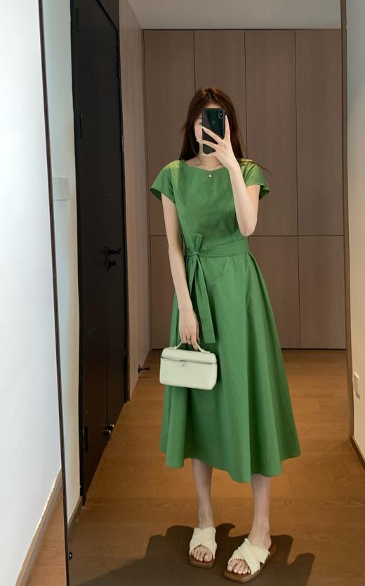 LP同款立体剪裁高支高密100棉府绸小飞袖净版OL通勤连衣裙 商品图2