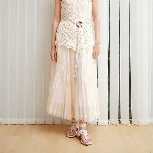 NEELLY纳俪商场同款夏季新款气质褶皱半身裙女百搭高腰灵动长裙N25071E01018 商品图2