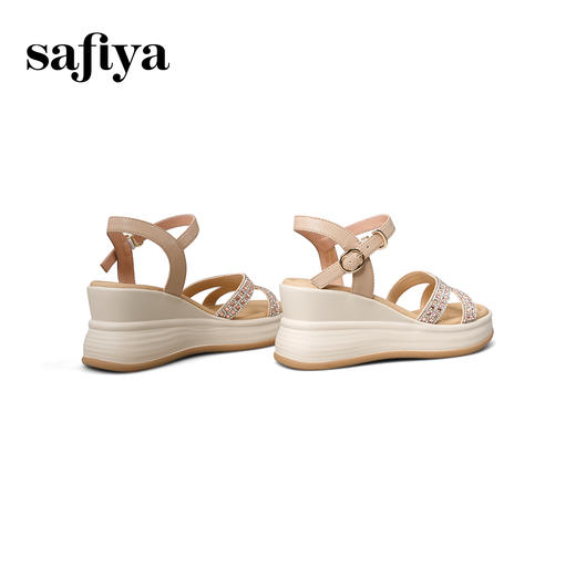 Safiya/索菲娅2025夏季时尚水钻坡跟厚底增高百搭休闲凉鞋SFD2115413 商品图3