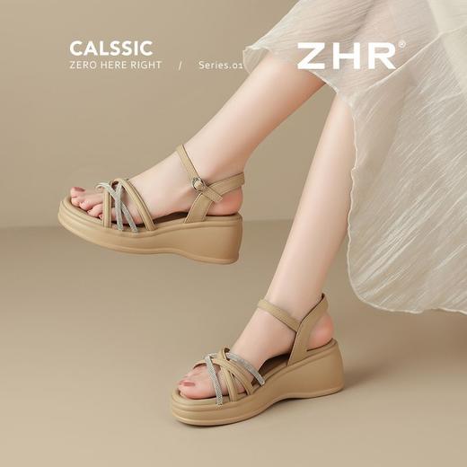 ZHR时尚水钻坡跟凉鞋2025新款夏季洋气ins高级爆款增高厚底凉鞋女 商品图9