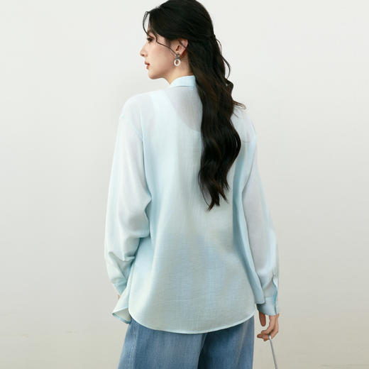 【商场同款】诗凡黎诗凡黎醋纤气质衬衫2025夏新款长袖上衣3G4520641 商品图4