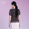 乔万尼新品100%真丝浪漫小碎花收腰短袖上衣ED2C559 商品缩略图4