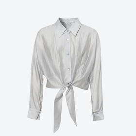 【商场同款】诗凡黎诗凡黎轻盈天丝衬衫25年夏季新款系带上衣3G4220412