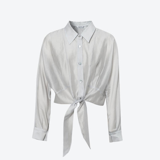 【商场同款】诗凡黎诗凡黎轻盈天丝衬衫25年夏季新款系带上衣3G4220412 商品图0