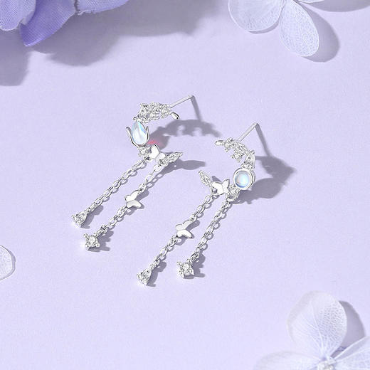 卡蒂罗/KADER 🌷郁金香花环耳钉 在逃公主灵动流苏仙气优雅满钻镶嵌养耳洞耳饰 轻奢浪漫春日精灵配饰 商品图3