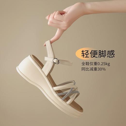 ZHR时尚水钻坡跟凉鞋2025新款夏季洋气ins高级爆款增高厚底凉鞋女 商品图4