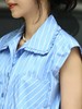TYNVIE 蓝色条纹荷叶边领无袖棉质长衬衫 商品缩略图7