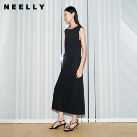 NEELLY纳俪商场同款夏季新款气质修身背心连衣裙女复古扭结长裙N25071Y01024