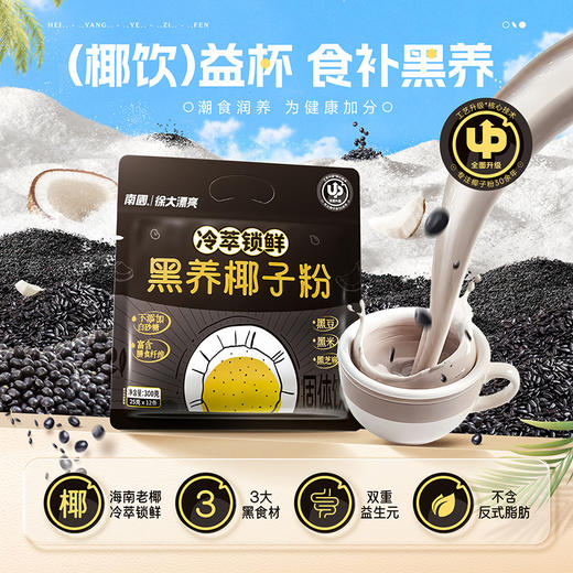 南国黑养椰子粉独立包装冲泡方便速食营养早餐椰浆粉五黑粉代餐粉  养黑椰子粉 300g 商品图1
