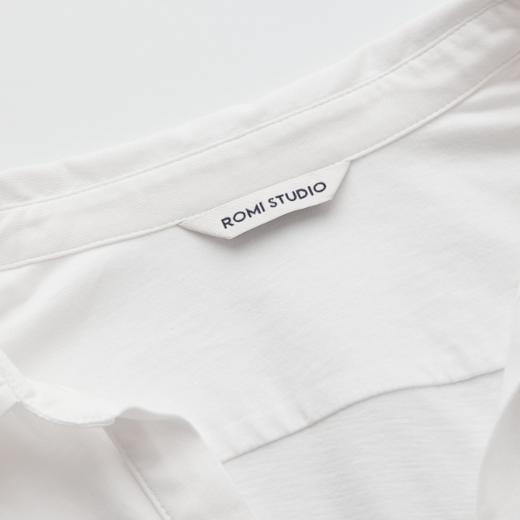 ROMI STUDIO 100%匹马棉轻柔舒适宽松V领白色针织衬衫 RWCSST3285 商品图2