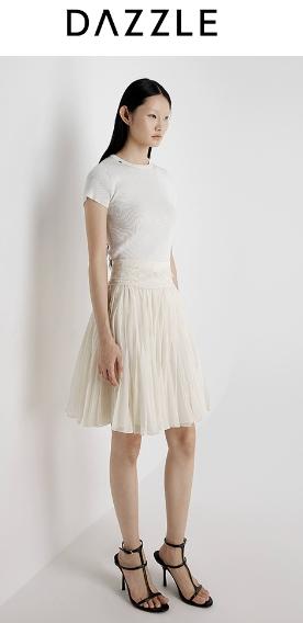 【大都会】 DAZZLE 地素连衣裙2025年夏季新款白色百褶连衣裙 商品图2