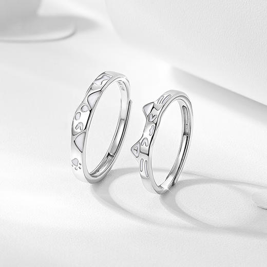 【夜光✨】卡蒂罗/KADER 宠爱发光情侣对戒 萌趣猫狗欢喜冤家俏皮可爱开口可调节素圈一对 极简ins风萌宠配饰 商品图10