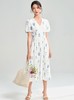 重工刺绣花朵薄棉透气法式简约V领收腰显瘦气质连衣裙 商品缩略图1