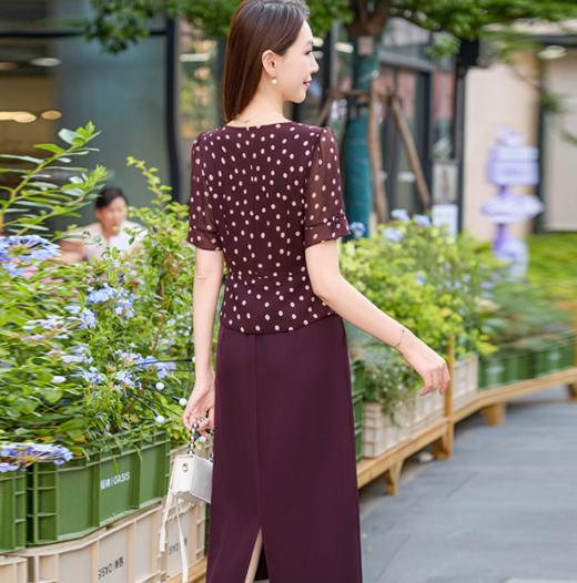 QYM SD2536-L时尚波点假两件短袖连衣裙 商品图3