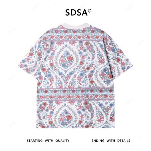 T3997夏季高级感新款男士韩系满印多彩花卉短袖T恤时尚简约圆领上衣 商品图5