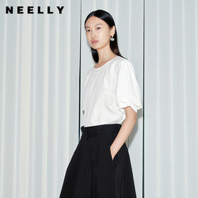 NEELLY纳俪商场同款夏季新款宽松设计感五分袖衬衫女简约气质上衣N25071R01008