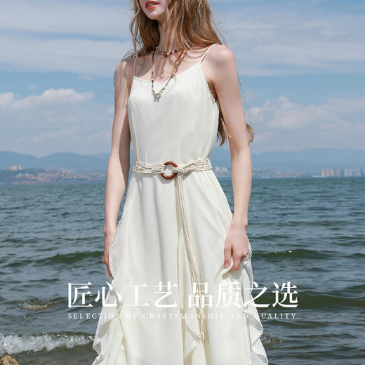 三彩2025新款蜡绳编织腰带波西米亚风民族风木圆环扣腰饰外搭度假 商品图1