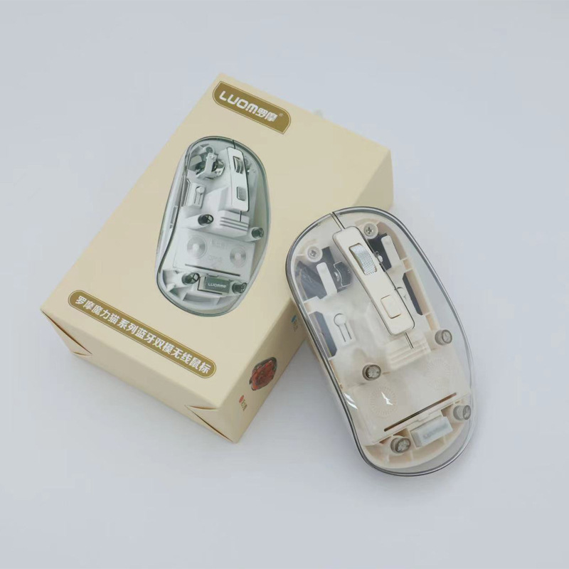 罗摩M100蓝牙2.4无线透明鼠标静音双模台式电脑笔记本办公商务USB