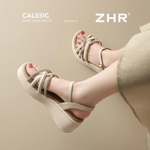 ZHR时尚水钻坡跟凉鞋2025新款夏季洋气ins高级爆款增高厚底凉鞋女 商品图7