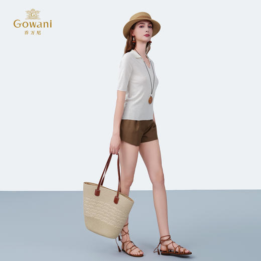 【四色可选】乔万尼新品老钱风舒适松弛感polo领上衣ED2M576 商品图1