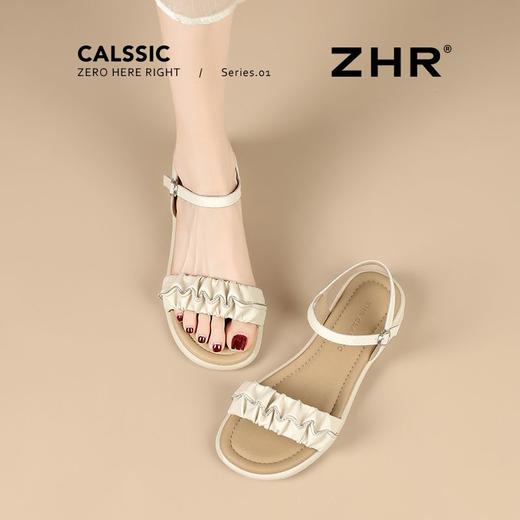 ZHR粗跟凉鞋女2025新款夏季外穿真皮软底上班不累脚水钻凉拖鞋 商品图5