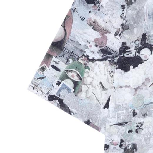 T4019夏季高级感新款男士美式撞色抽象图案短袖T恤宽松时尚圆领上衣 商品图4