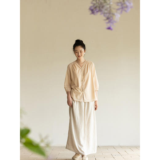 牧衣游原创 手工刺绣100支纯棉衬衫轻薄宽松通勤文艺衬衣 云去来 商品图3