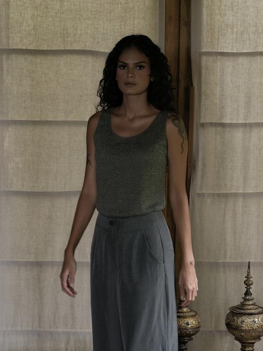 Jai  沙色/丛林绿细闪米娅无袖上衣 商品图10