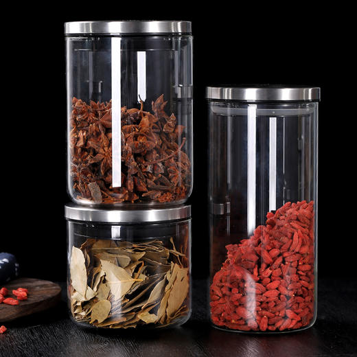 【高硼硅储物罐】不锈钢胶盖密封零食糖果坚果杂粮储藏罐耐热玻璃罐密封罐玻璃家用厨房带盖现代简约五谷罐防腐防潮不串味 商品图7