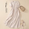 雀说新款棉麻文艺通勤简约纯色轻薄显瘦中长款连衣裙AL9056 商品缩略图2
