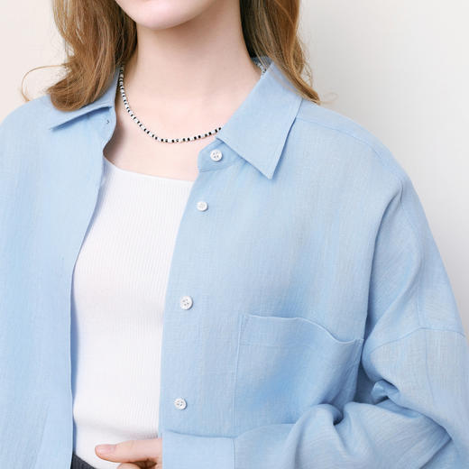 【商场同款】诗凡黎诗凡黎舒适亚麻衬衫2025夏新款长袖上衣女3G5220251 商品图3