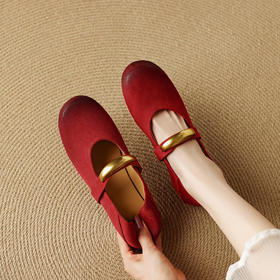 【预售5天】牛反皮擦色复古做旧两穿单鞋夏平底金属扣圆头可踩凉拖NJMK&K1669