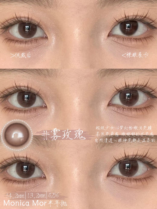 Monica Mor半年抛美瞳 雾玫瑰 14.2mm 商品图0