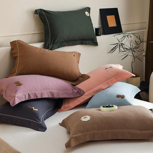 自然醒精梳火山全棉小魔毛工艺单品枕套一对装加厚纯棉毛巾绣枕头套单只HS 商品图0