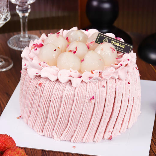 【玫瑰桂味荔枝】特调树莓奶油浅尝长安的荔枝-荔枝水果生日蛋糕 商品图0