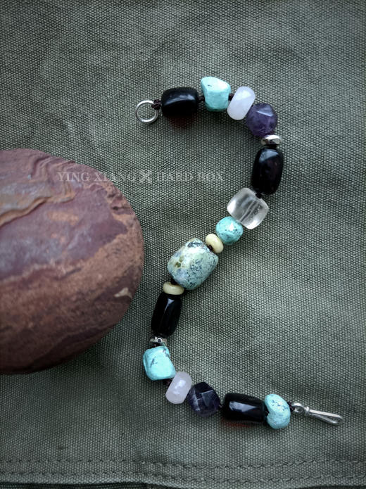 原创【风格～孤品手作】绿松石血珀老水晶手链｜非7日无理由退换货 商品图0