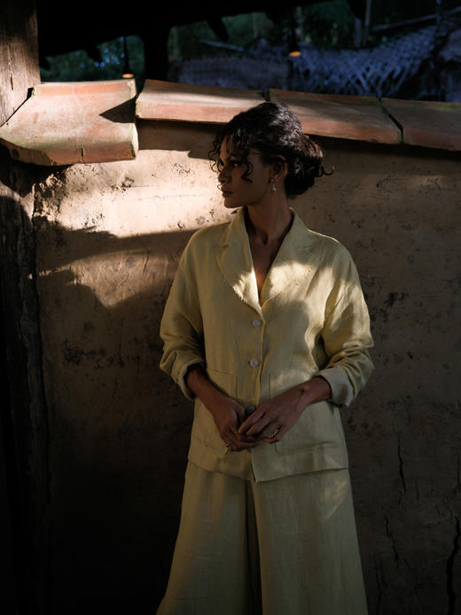 Jai  浅黄色Sue京都色织亚麻外套 商品图12