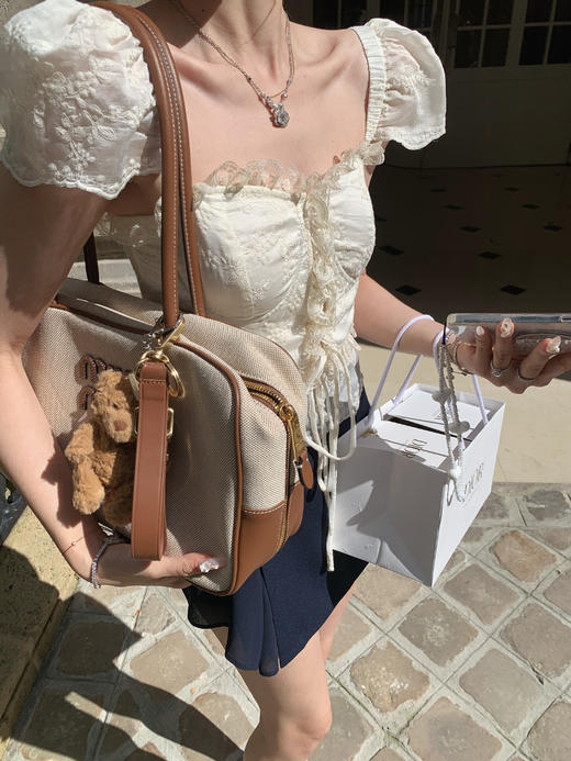 金蘑菇菇 Atelier奥赛博物馆 花样蕾丝套组/甜美精致泡泡袖短上衣 商品图5