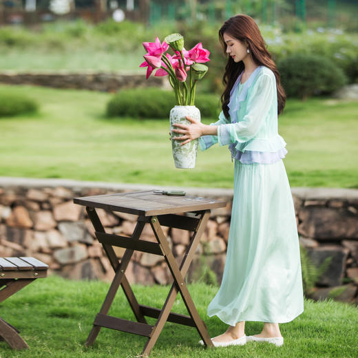 【林栖设计小店】【林栖推荐】2025夏季新品紫绿色拼真丝开衫外套女N1953122 商品图4