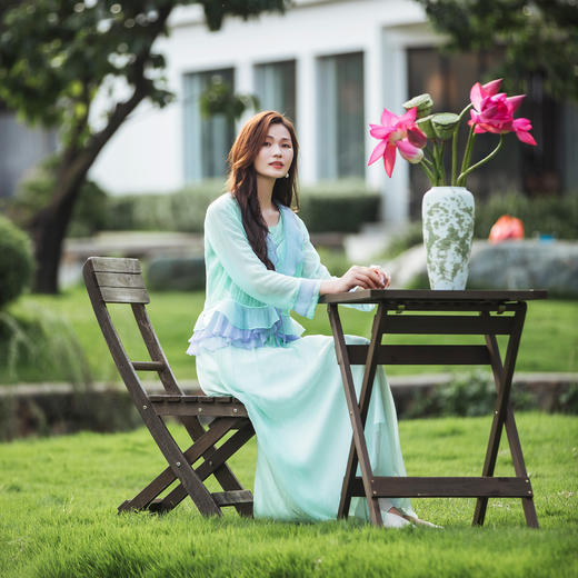 【林栖设计小店】【林栖推荐】2025夏季新品紫绿色拼真丝开衫外套女N1953122 商品图6