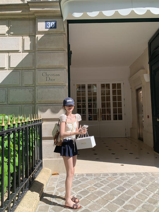 金蘑菇菇 Atelier奥赛博物馆 花样蕾丝套组/甜美精致泡泡袖短上衣 商品图7