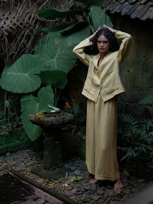 Jai  浅黄色Sue京都色织亚麻外套 商品图0