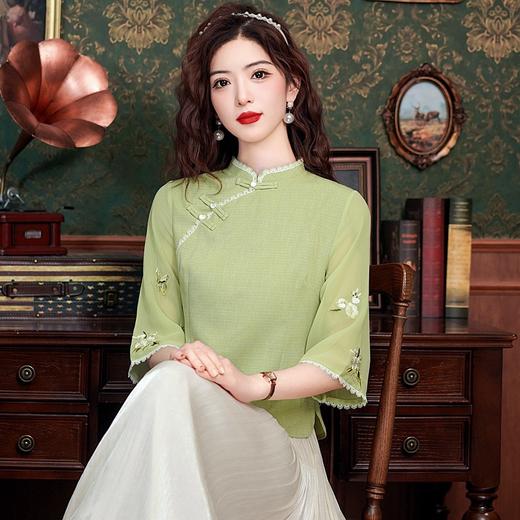 新中式立领短袖雪纺衬衫K-G50T624-1350 商品图0